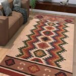 Handwoven Wool & Jute Kilim Area Rug – Southwestern Tribal Geometric Pattern view 2