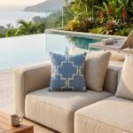 Modern Minimalist Blue Throw Pillow | Premium Cotton Geometric Cushion Cover | Chic Sofa Decor Accessory view 11