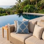 Modern Minimalist Blue Throw Pillow | Premium Cotton Geometric Cushion Cover | Chic Sofa Decor Accessory view 12