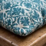 Indigo Blue Block Print Cushion Cover | Botanical Cotton Throw Pillow | Floral Motif Sofa Pillowcase | Boho Farmhouse Living Room Decor view 12