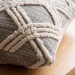Neutral Tufted Geometric Pillow Cover | Grey & White Boho Throw Pillow | Shaggy Cotton Sofa Cushion | Rustic Living Room Decor view 10
