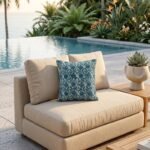 Indigo Blue Block Print Cushion Cover | Botanical Cotton Throw Pillow | Floral Motif Sofa Pillowcase | Boho Farmhouse Living Room Decor view 4