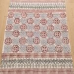 Indian Hand Block Print Cotton Throw Blanket | Boho Fringed Couch Throw | Red & Grey Geometric Sofa Cover | Bohemian Aesthetic Home Decor view 13
