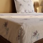 Hand Block Printed 100% Cotton Sheet Set – Lavender Floral Motif on Crisp White, Boho Artisan Bedding view 14