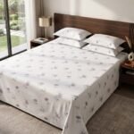 Hand Block Printed 100% Cotton Sheet Set – Lavender Floral Motif on Crisp White, Boho Artisan Bedding view 13