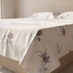 Hand Block Printed 100% Cotton Sheet Set – Lavender Floral Motif on Crisp White, Boho Artisan Bedding view 2