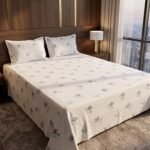 Hand Block Printed 100% Cotton Sheet Set – Lavender Floral Motif on Crisp White, Boho Artisan Bedding view 12