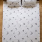 Hand Block Printed 100% Cotton Sheet Set – Lavender Floral Motif on Crisp White, Boho Artisan Bedding view 10