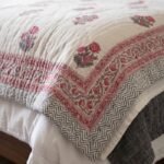 Indian Hand Block Print Floral Quilt | 100% Cotton Lightweight Summer Blanket | Pink Motif Boho Bedspread | Jaipuri Razai view 10