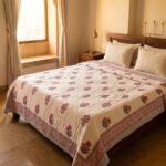 Indian Hand Block Print Floral Quilt | 100% Cotton Lightweight Summer Blanket | Pink Motif Boho Bedspread | Jaipuri Razai view 13