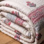 Indian Hand Block Print Floral Quilt | 100% Cotton Lightweight Summer Blanket | Pink Motif Boho Bedspread | Jaipuri Razai view 5