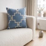Modern Minimalist Blue Throw Pillow | Premium Cotton Geometric Cushion Cover | Chic Sofa Decor Accessory view 14