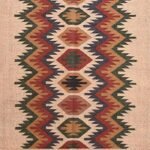 Handwoven Wool & Jute Kilim Area Rug – Southwestern Tribal Geometric Pattern view 1