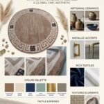 Oushak Wool Knotted Round Rug | Handmade Carpet for Luxury Interiors view 21
