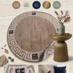 Oushak Wool Knotted Round Rug | Handmade Carpet for Luxury Interiors view 20