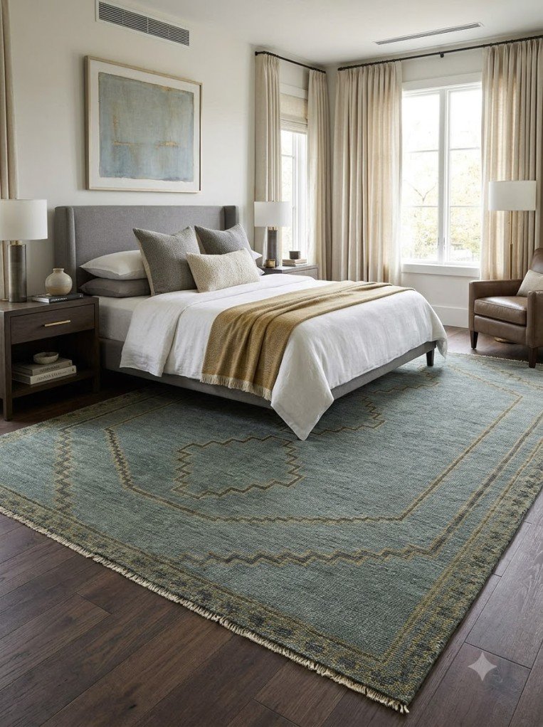 Vintage Style Wool Oushak Rug | Hand Knotted Carpet