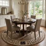 Oushak Wool Knotted Round Rug | Handmade Carpet for Luxury Interiors view 15