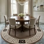 Oushak Wool Knotted Round Rug | Handmade Carpet for Luxury Interiors view 14