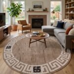 Oushak Wool Knotted Round Rug | Handmade Carpet for Luxury Interiors view 13