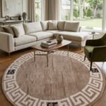 Oushak Wool Knotted Round Rug | Handmade Carpet for Luxury Interiors view 6