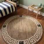 Oushak Wool Knotted Round Rug | Handmade Carpet for Luxury Interiors view 5