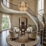 Oushak Wool Knotted Round Rug | Handmade Carpet for Luxury Interiors view 2