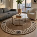 Oushak Wool Knotted Round Rug | Handmade Carpet for Luxury Interiors view 12