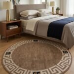 Oushak Wool Knotted Round Rug | Handmade Carpet for Luxury Interiors view 11
