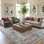 Elegant Hand Knotted Wool Oushak Carpet | Luxury Interior Rug view 15