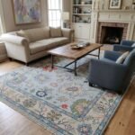 Elegant Hand Knotted Wool Oushak Carpet | Luxury Interior Rug view 14