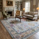 Elegant Hand Knotted Wool Oushak Carpet | Luxury Interior Rug view 13