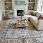 Elegant Hand Knotted Wool Oushak Carpet | Luxury Interior Rug view 4