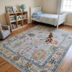 Elegant Hand Knotted Wool Oushak Carpet | Luxury Interior Rug view 10