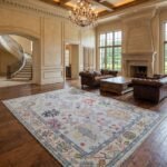 Elegant Hand Knotted Wool Oushak Carpet | Luxury Interior Rug view 2