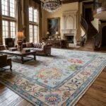 Elegant Hand Knotted Wool Oushak Carpet | Luxury Interior Rug view 9