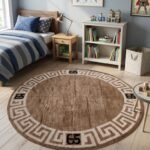 Oushak Wool Knotted Round Rug | Handmade Carpet for Luxury Interiors view 8