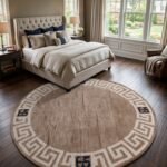 Oushak Wool Knotted Round Rug | Handmade Carpet for Luxury Interiors view 7