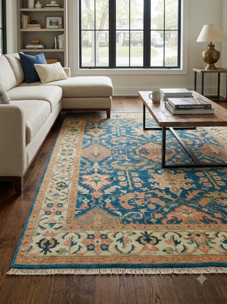 Oushak Style Wool Carpet | Traditional Hand Knotted Rug