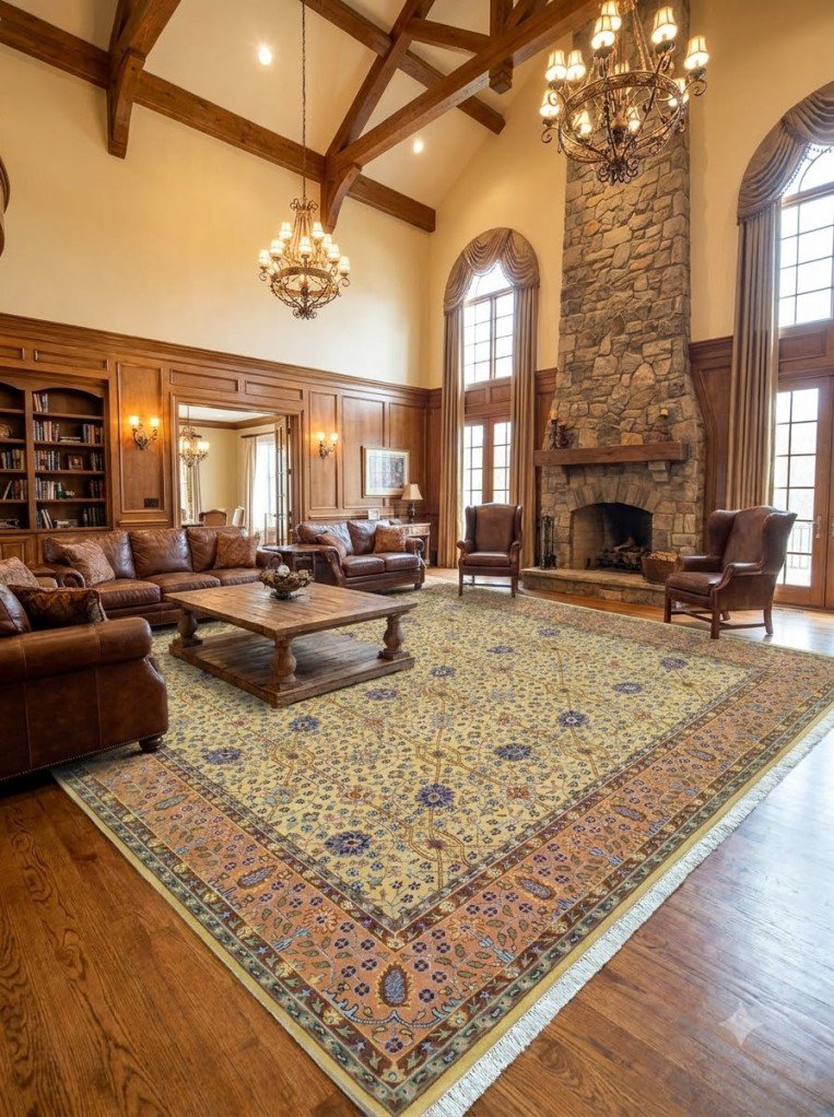 Large Hand Knotted Wool Oushak Carpet | Luxury Floor Rug