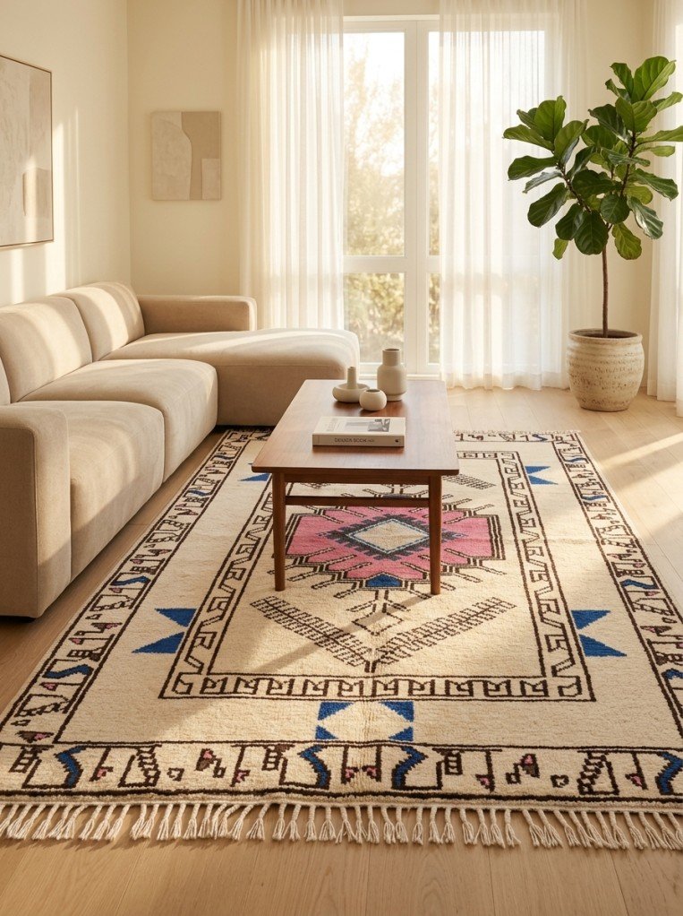 Traditional Wool Moroccan Rug | Handmade Berber Carpe