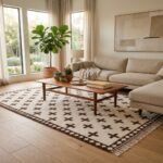 Modern Wool Moroccan Rug | Handwoven Geometric Design view 3