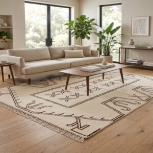 Designer Wool Moroccan Rug | Handmade Tribal Pattern