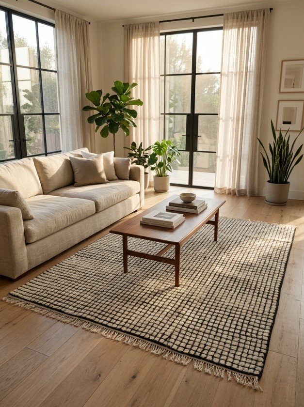 Luxury Wool Moroccan Rug | Handmade Berber Style Carpet