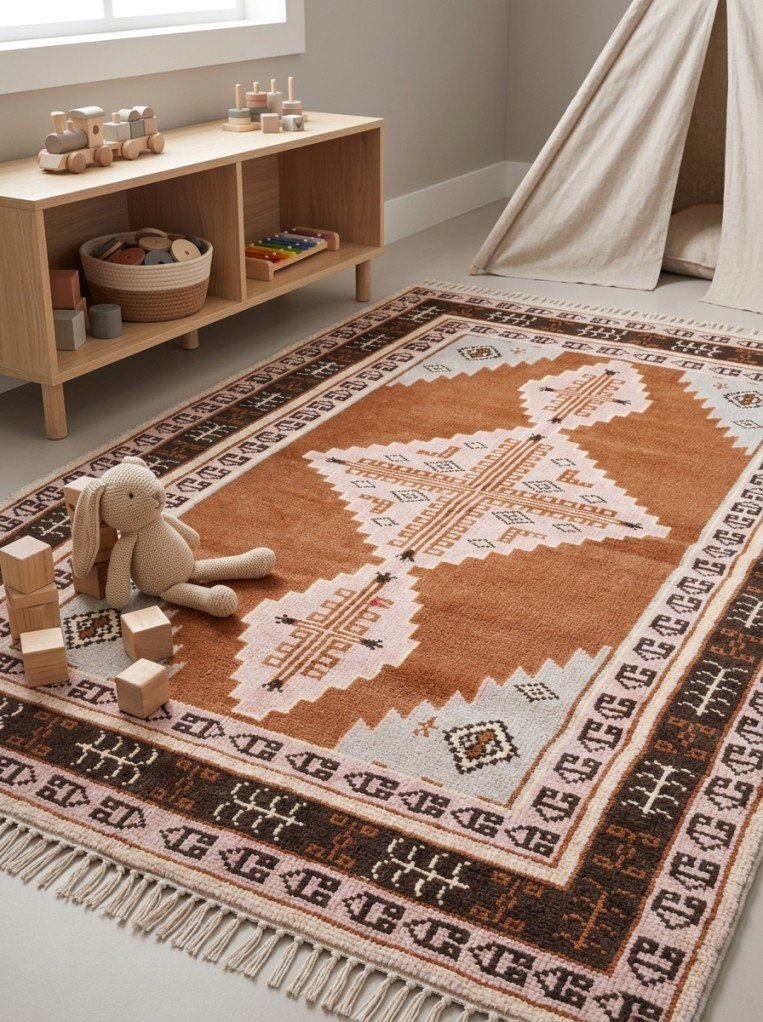 Moroccan Wool Rug | Handcrafted Geometric Floor Carpet