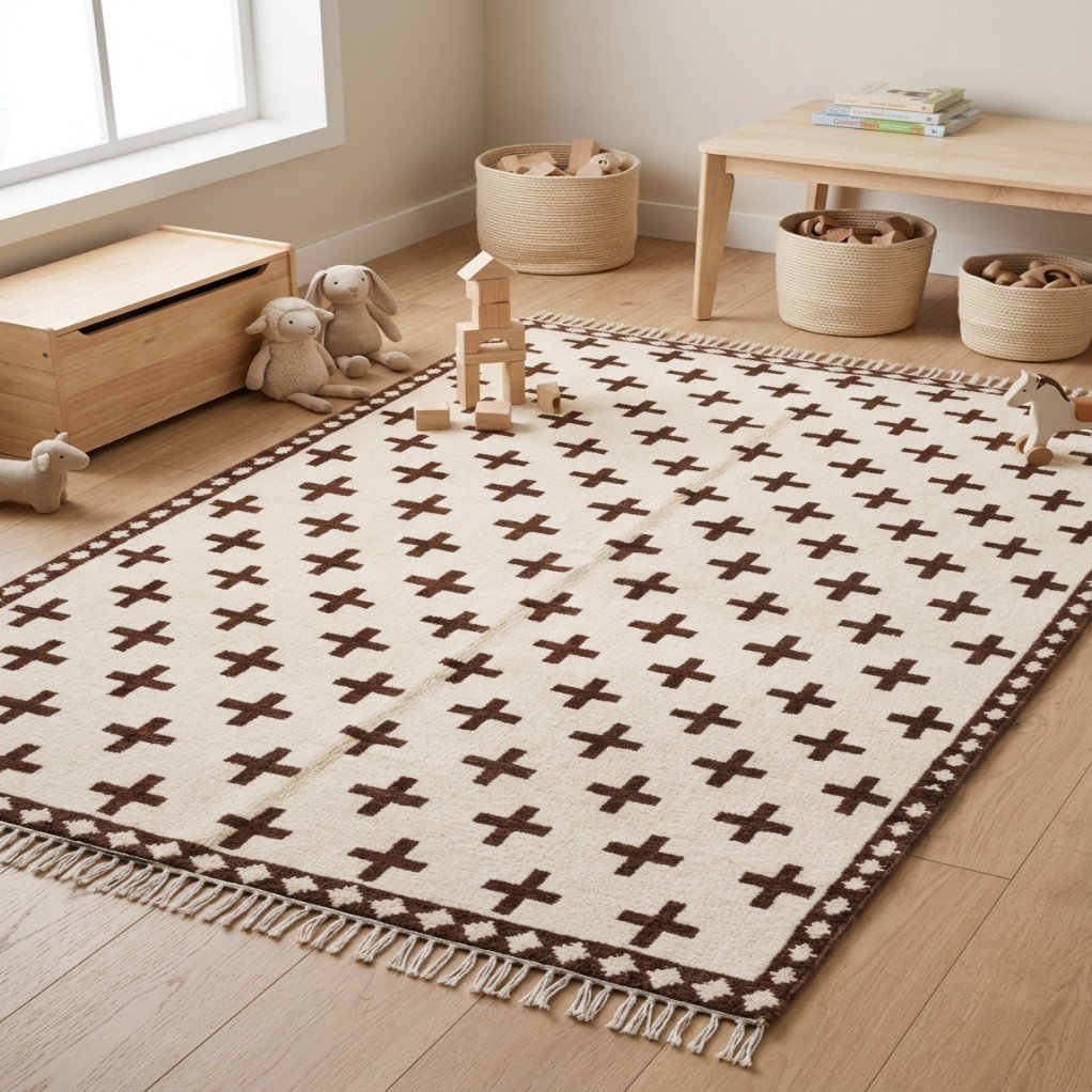 Modern Wool Moroccan Rug | Handwoven Geometric Design